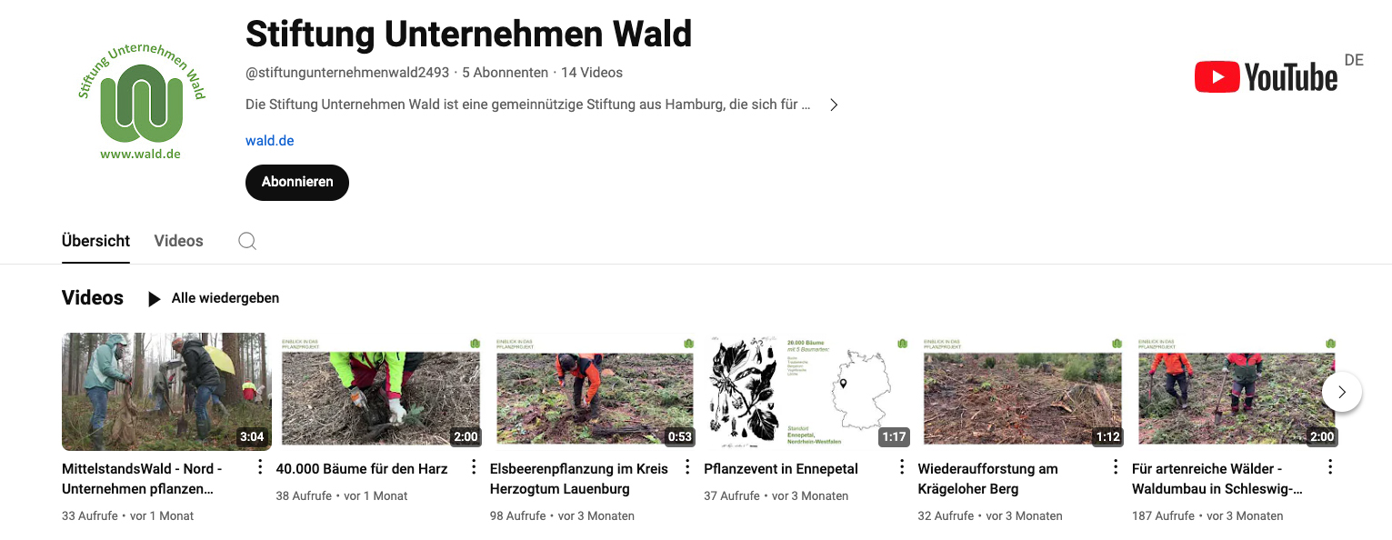 Unser Youtube Kanal zum Bäume pflanzen
